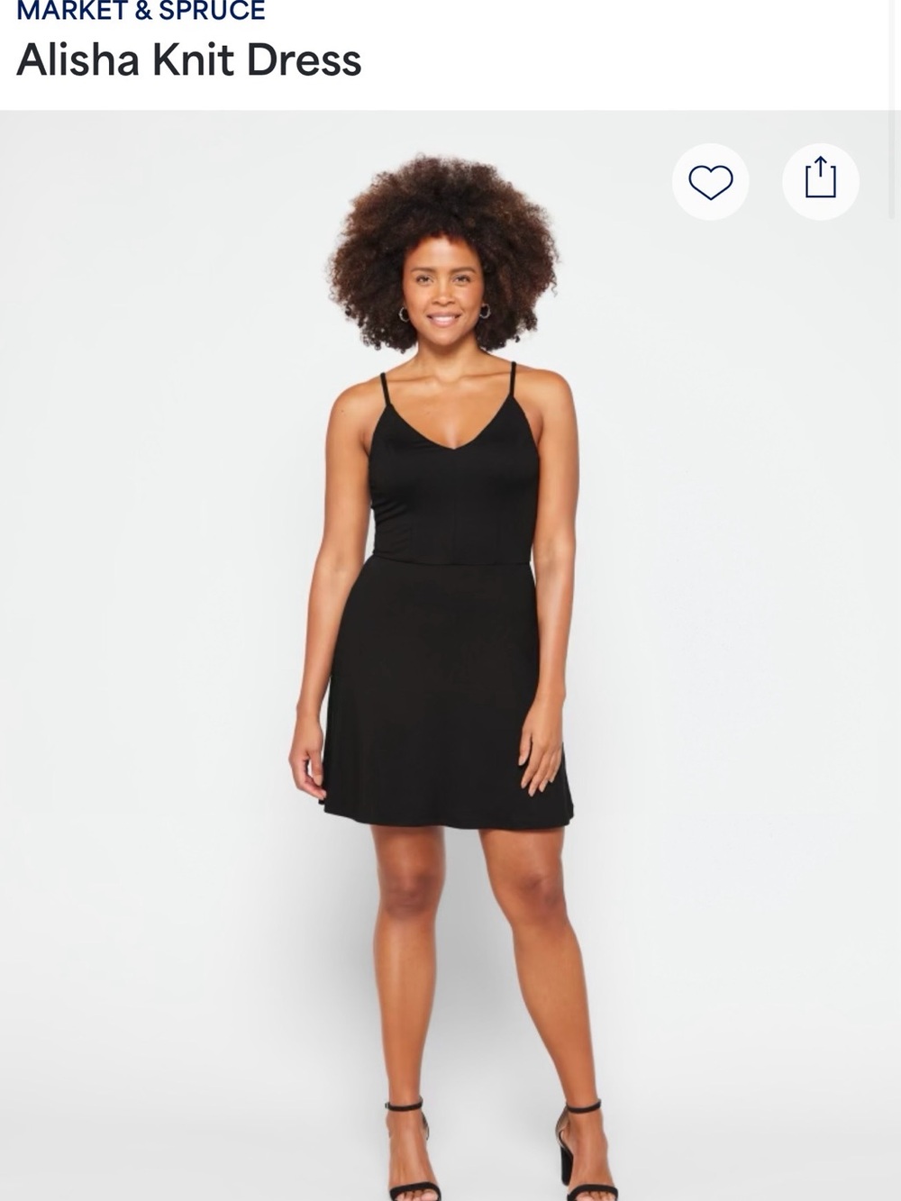 Market & Spruce Black Knit Spaghetti-Strap Mini Dress